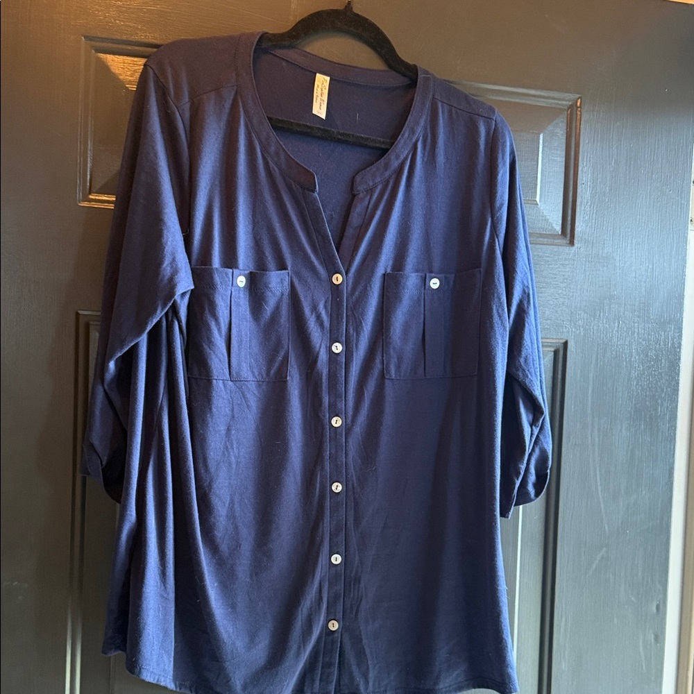 Perseption Navy Blue Blouse